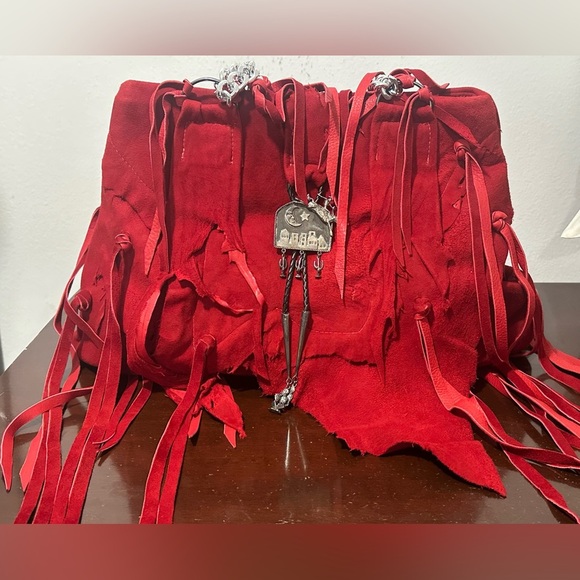 J Ewing Design Handbags - Julie Ewing Design red distressed leather purse cowboy medallion rodeo cowgirl